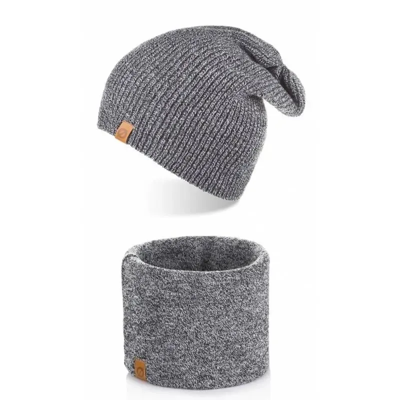 Zestaw męski Brødrene czapka komin 103120 j. szary