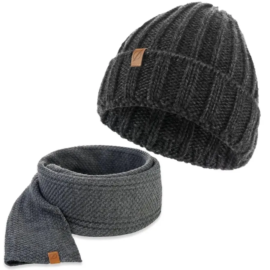 Zestaw męski brødrene czapka szal P1230 c. szary