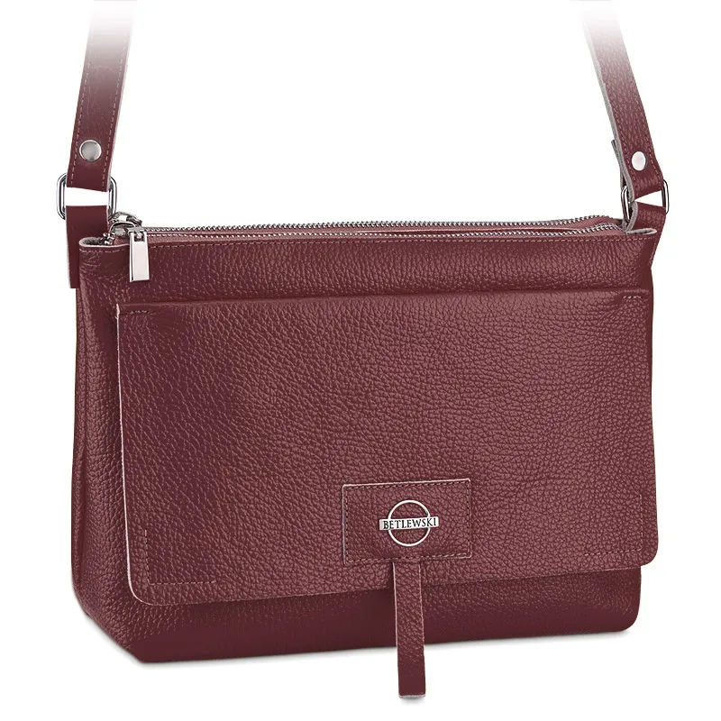 Listonoszka skórzana BETLEWSKI TWB-DOL-11 bordowa
