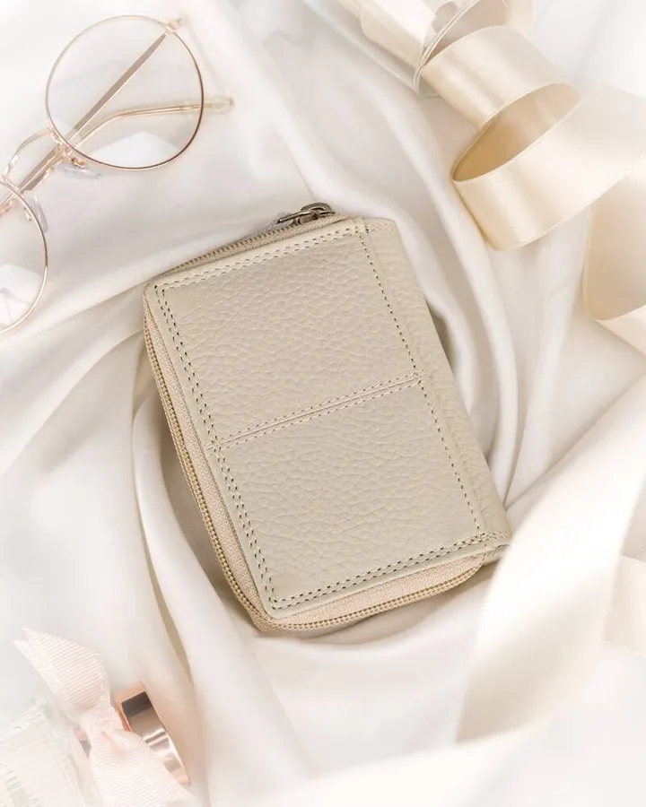 Shoperka skórzana i portfel Peterson PTN 6104-DS beżowa