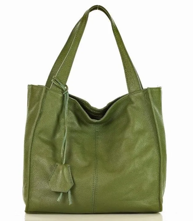 Shopperka skórzana MARCO MAZZINI zielona khaki s139r