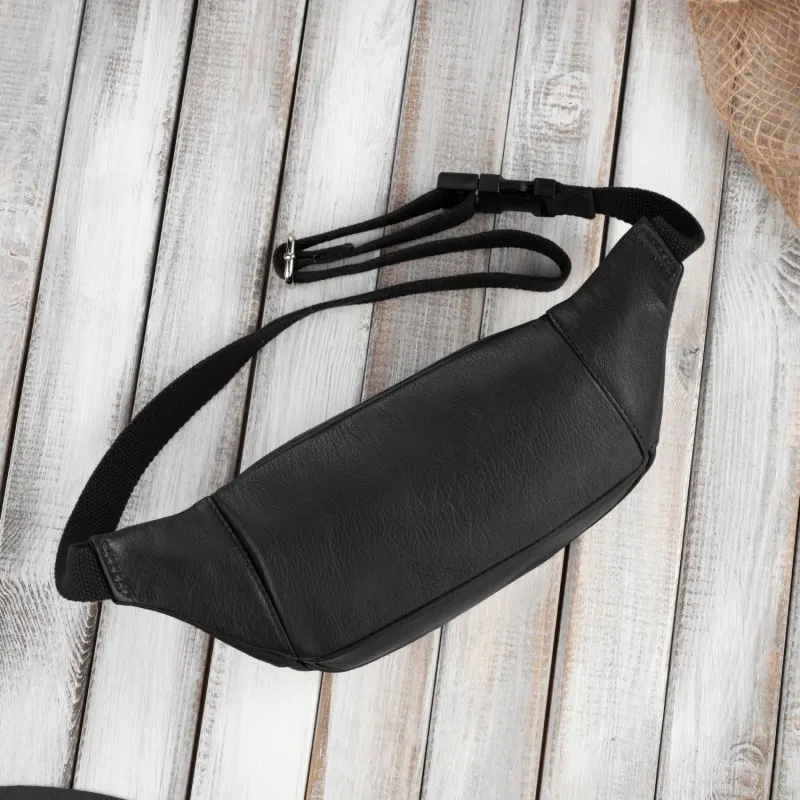 Saszetka skórzana nerka PAOLO PERUZZI T-89-BL czarna