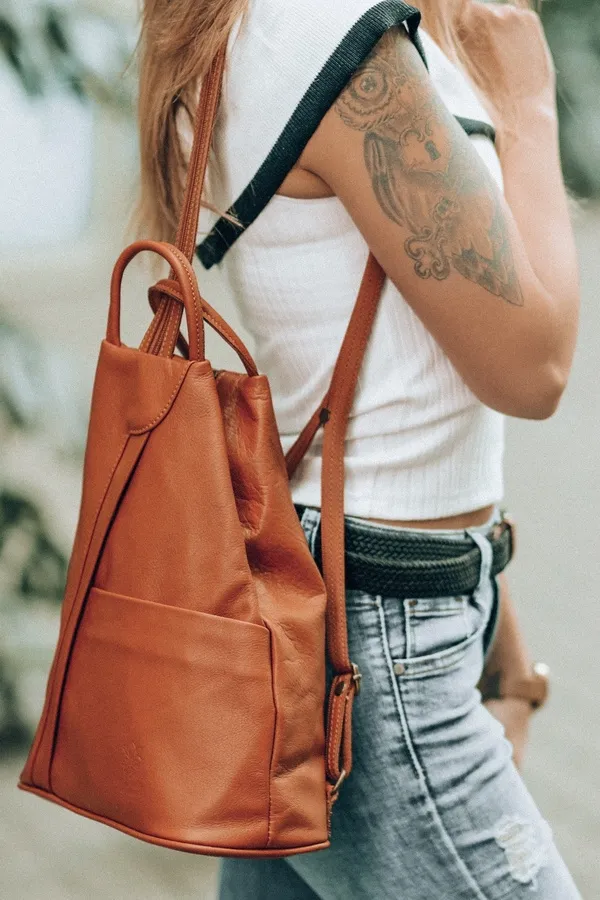 Plecak skórzany Vera Pelle T52 turkusowy