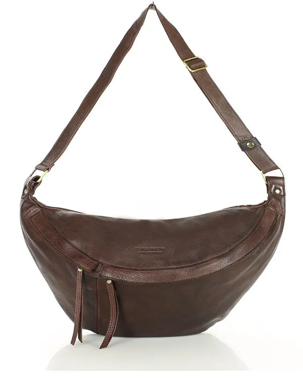 Duża nerka skórzana MARCO MAZZINI c. brązowa VS6e