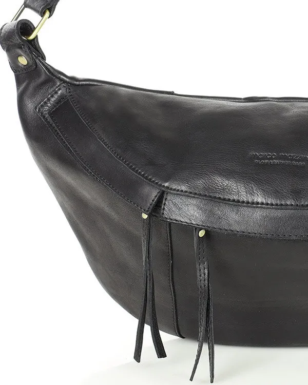 Duża nerka skórzana MARCO MAZZINI czarna VS6c