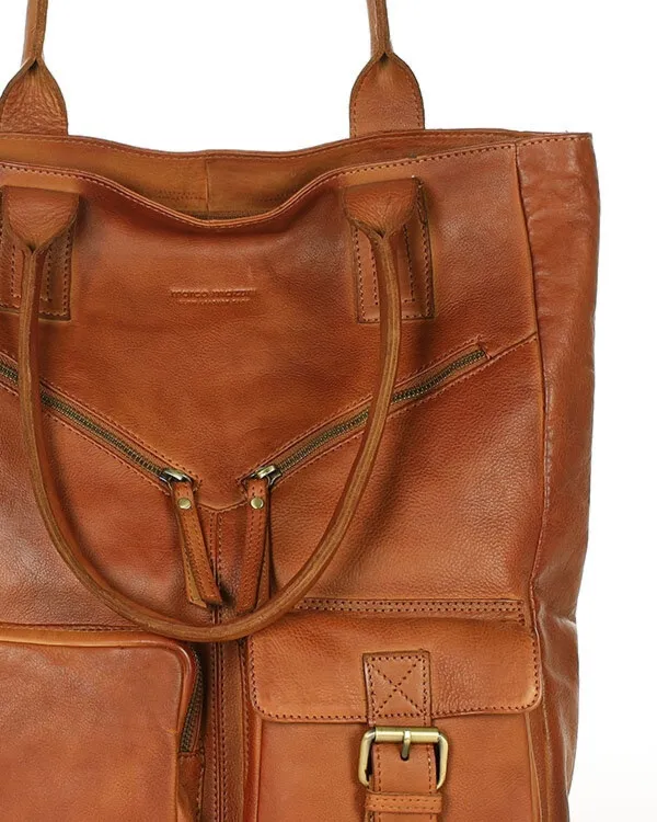 Shopperka skórzana MARCO MAZZINI camelowa