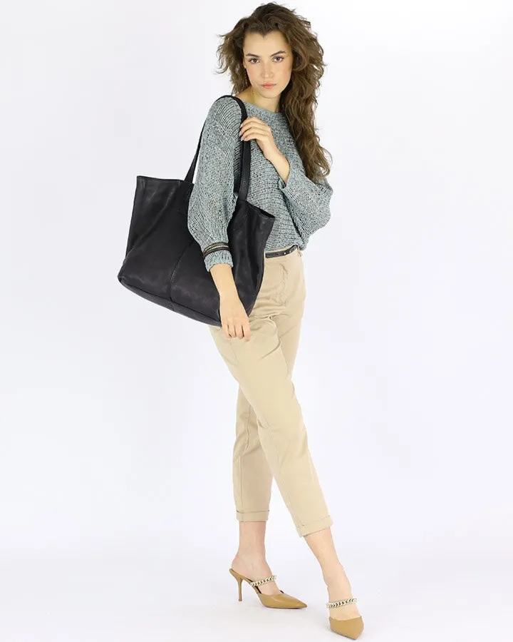 Shopperka skórzana MARCO MAZZINI czarna vs56a