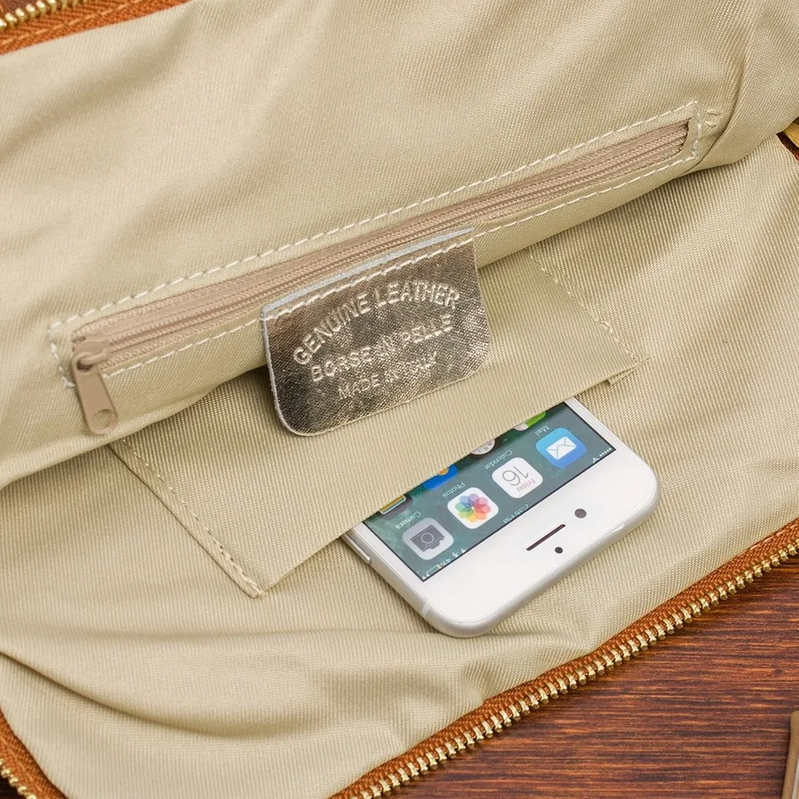 Plecak skórzany torebka 2w1 Vera Pelle S40 camelowy