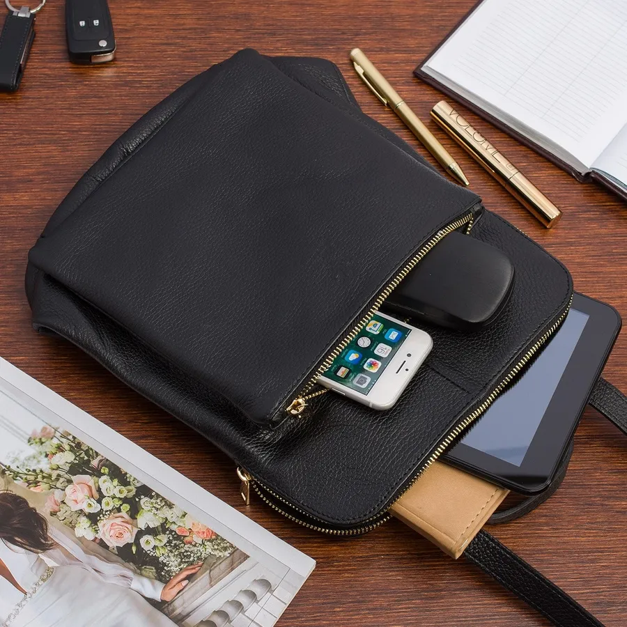 Plecak skórzany torebka 2w1 Vera Pelle S40 czarny