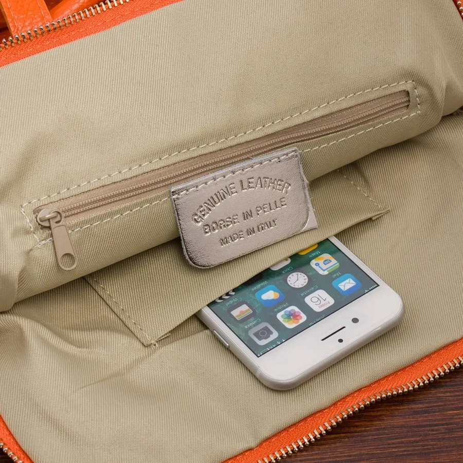 Plecak skórzany torebka 2w1 Vera Pelle S40 pomarańczowy