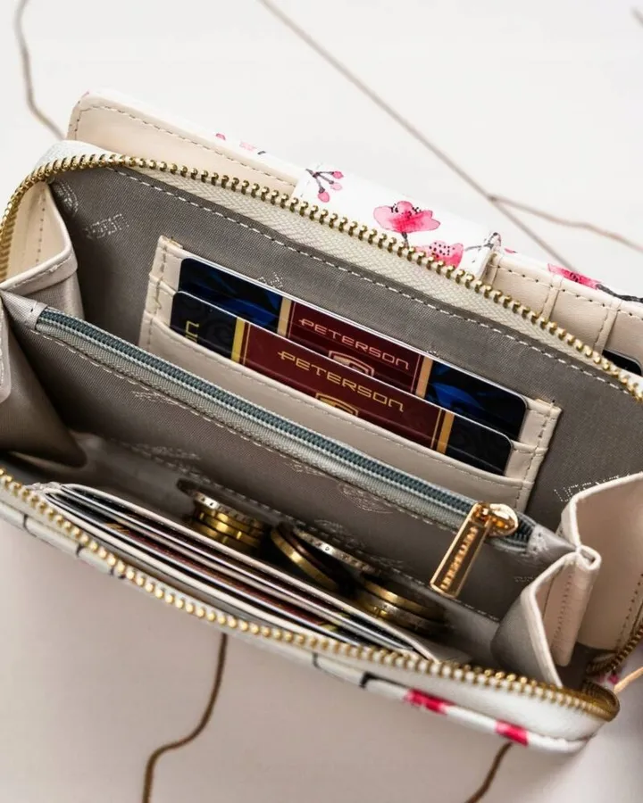 Portfel w kwiaty Peterson PTN 76116-F8 biały