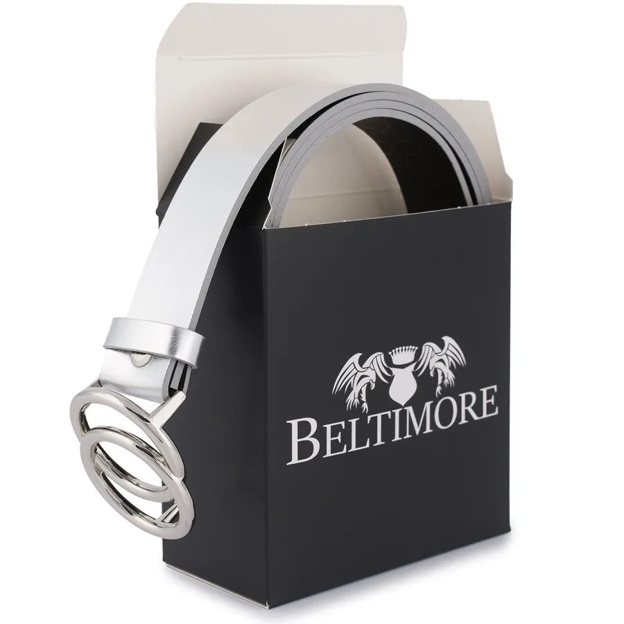 Pasek skórzany BELTIMORE srebrny B05 r.110-125 cm