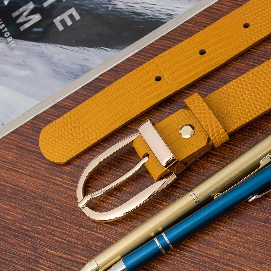 Pasek skórzany BELTIMORE r.110-125 cm D94 żółty