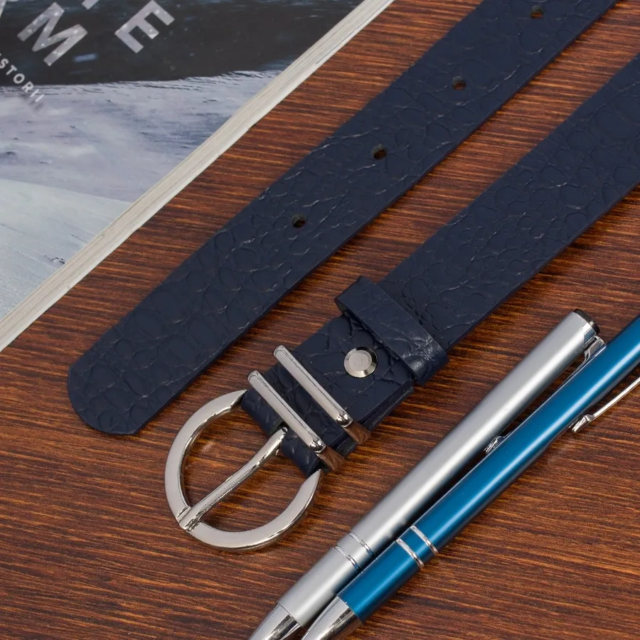 Pasek skórzany BELTIMORE r.85-100 cm E56 granatowy