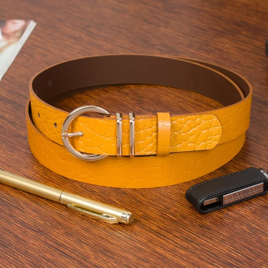 Pasek skórzany BELTIMORE r.105-120 cm E57 musztardowy