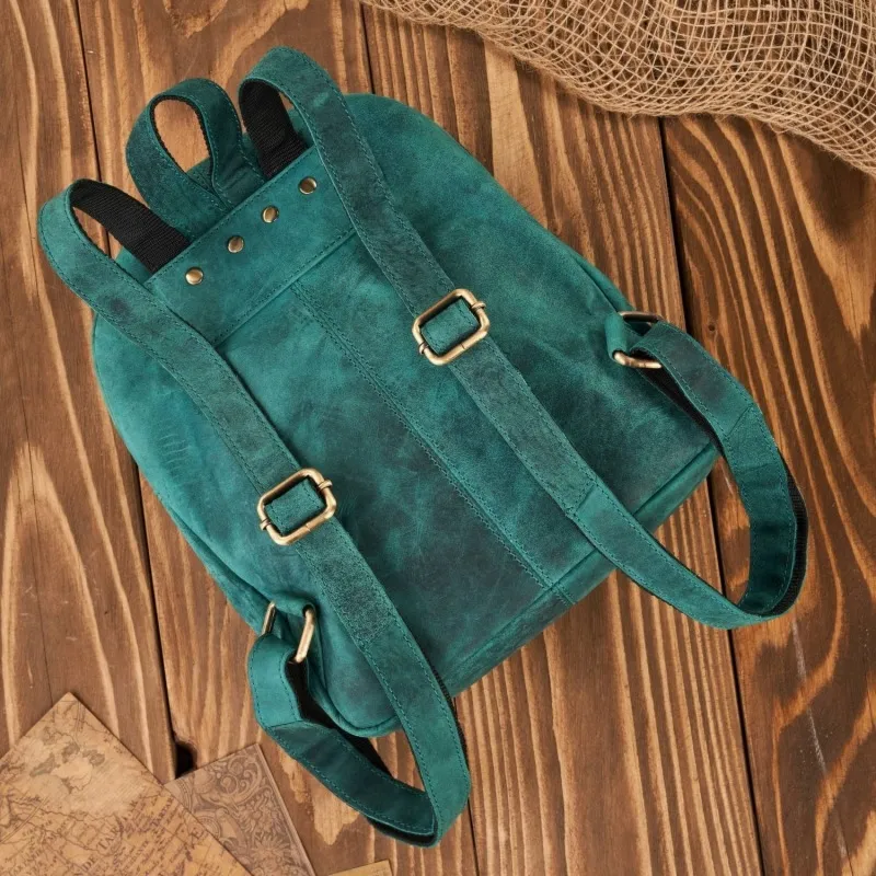 Portfel damski skórzany zielony T-12-GR plecaczek damski miejski vintage T-18-HGR zestaw prezentowy Paolo Peruzzi ZUP-117-GR