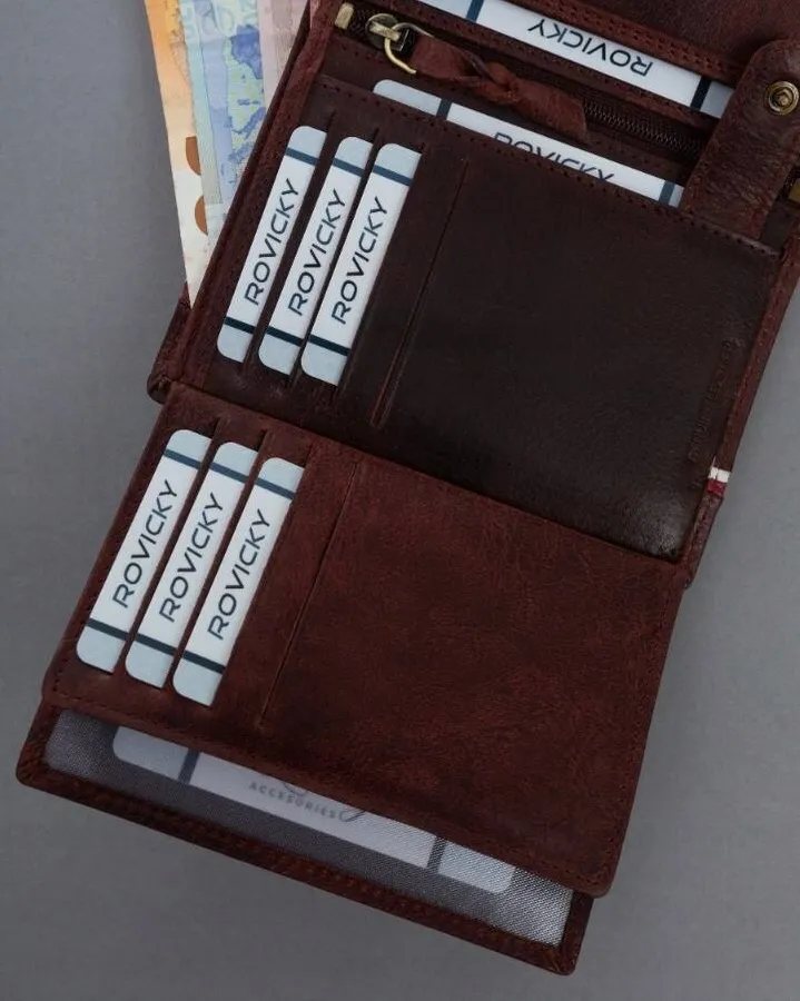 Portfel skórzany patriotyczny N4A-H-BL brązowy