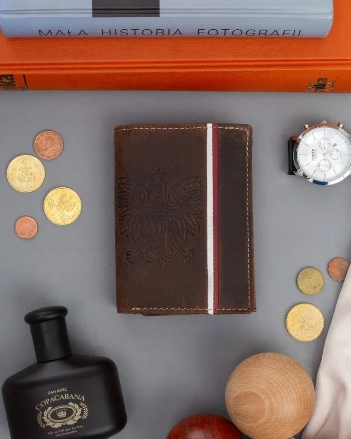 Portfel skórzany patriotyczny N4A-H-BL c.brązowy