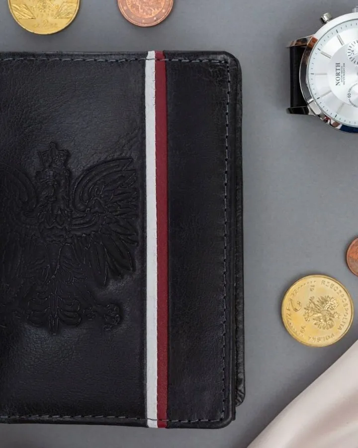 Portfel skórzany patriotyczny N4A-H-BL czarny