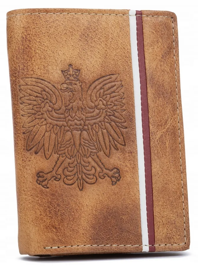 Portfel skórzany patriotyczny N4A-H-BL j.brązowy