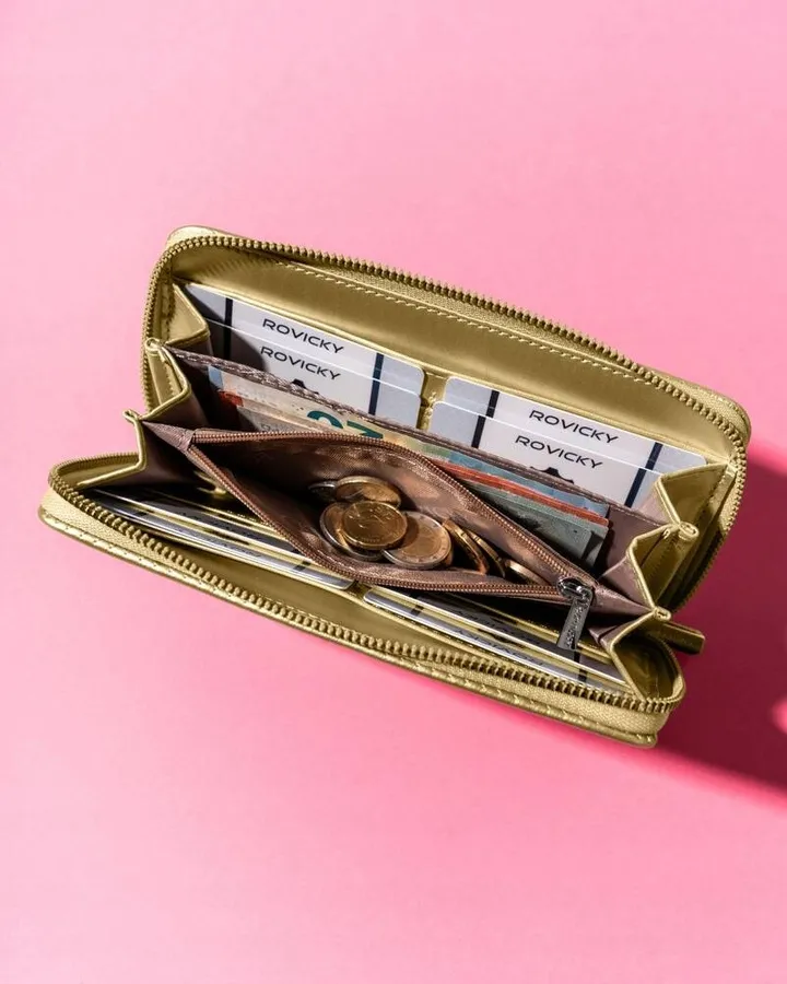 Portfel pikowany Rovicky R-PRK-03-HRH złoty