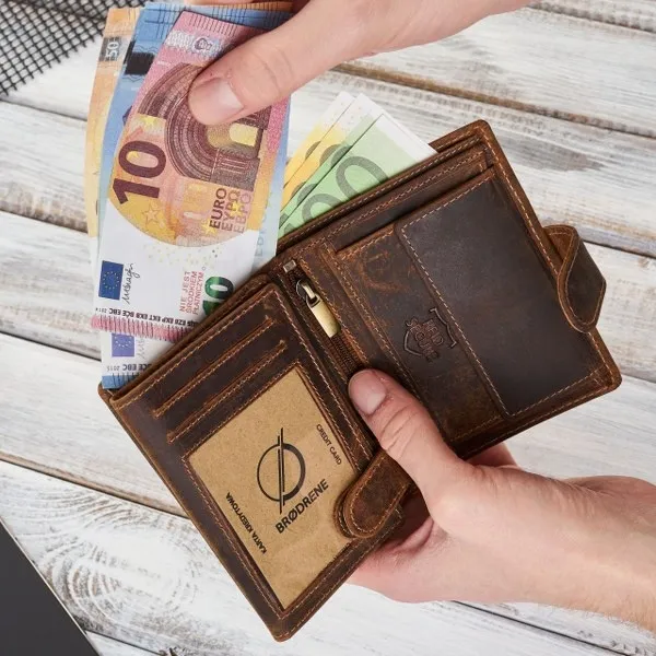 Męski Portfel Brødrene G-28 z Zapięciem Brązowy