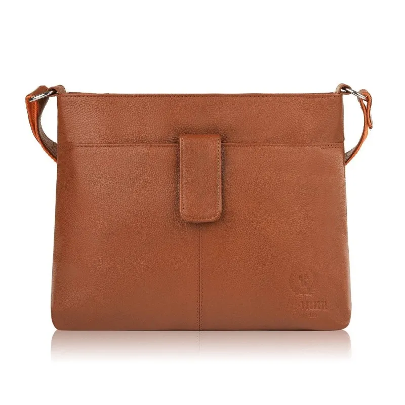 Listonoszka skórzana włoska Paolo Peruzzi E-27-CG koniakowa