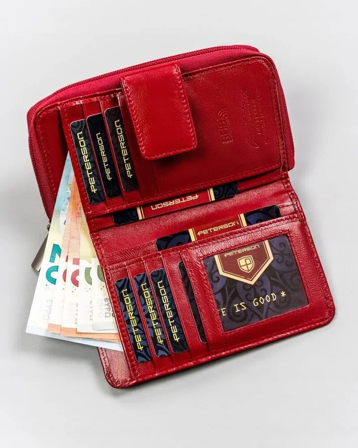 Portfel skórzany Peterson PTN RD-48-GCL czerwony