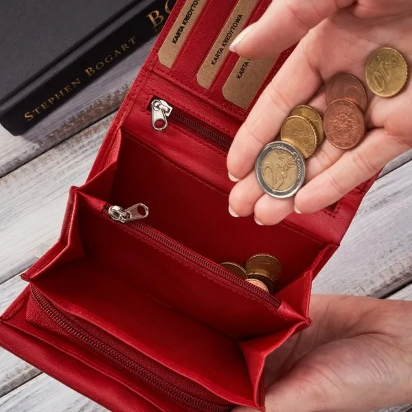 Portfel Damski Skórzany G-25MN Brødrene Czerwony