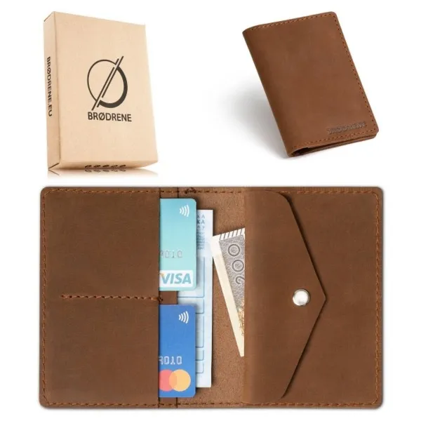 Portfel Męski Skórzany Brødrene SW08 Jasny Brąz