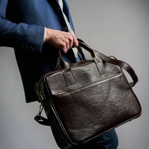 Torba na Laptop Skórzana R12 Brødrene Ciemny Brąz