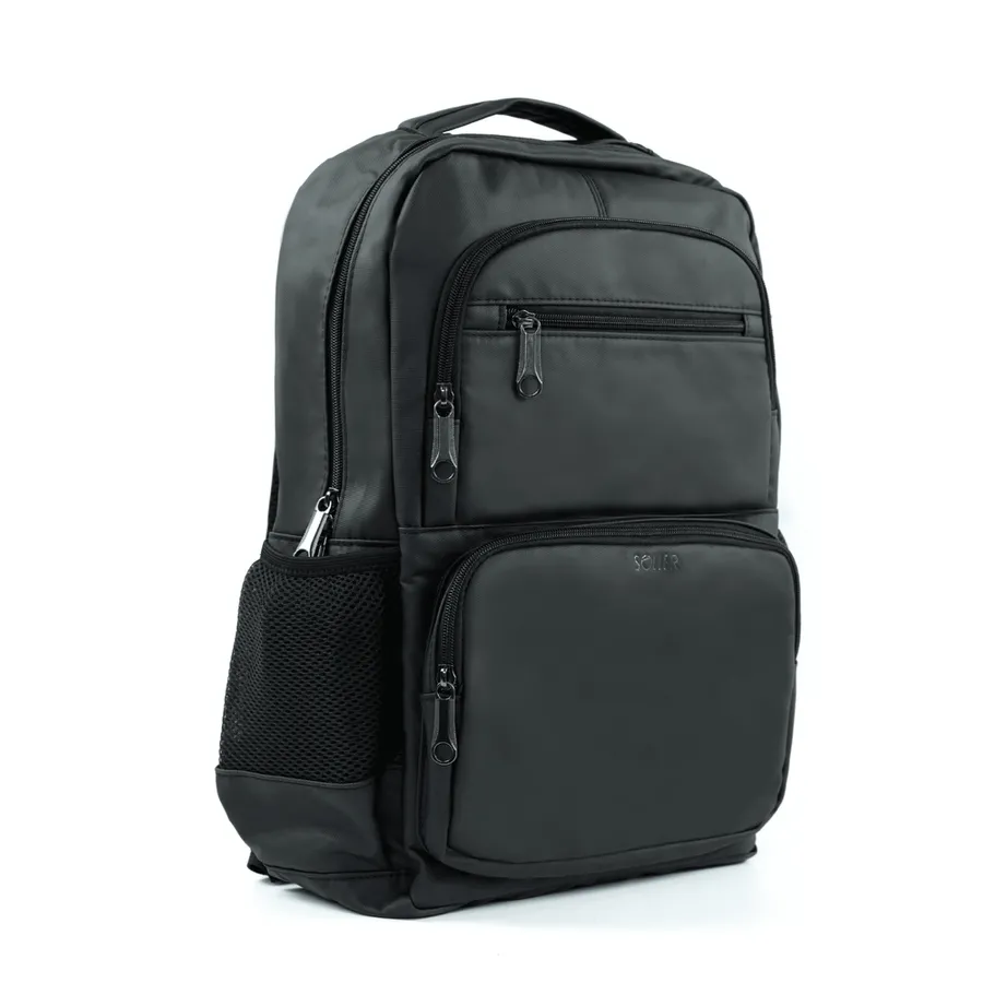 Czarny plecak ze skóry ekologicznej SOLEIR SV18 Koa