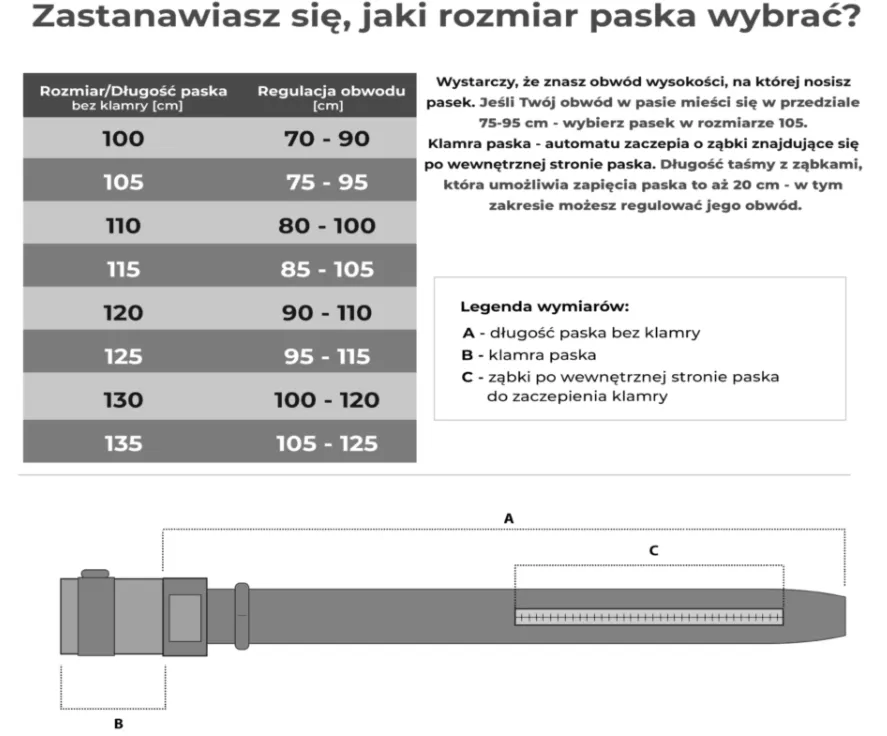 Skórzany pasek męski BETLEWSKI czarny C30-GL CZARNY 100