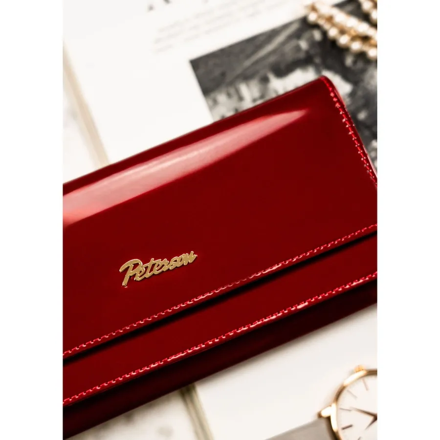 Skórzany portfel Peterson PTN BC-421028 czerwony