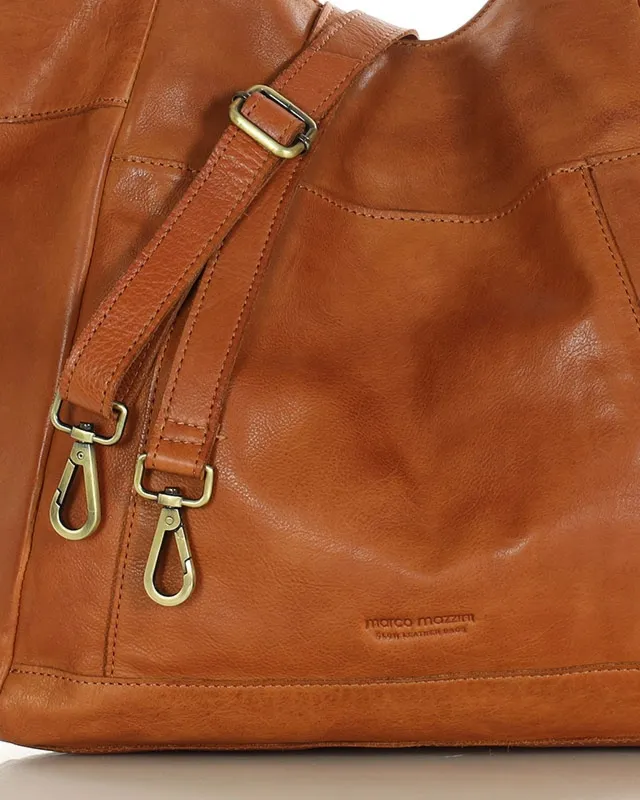 Shopperka skórzana MARCO MAZZINI camelowa vs119b