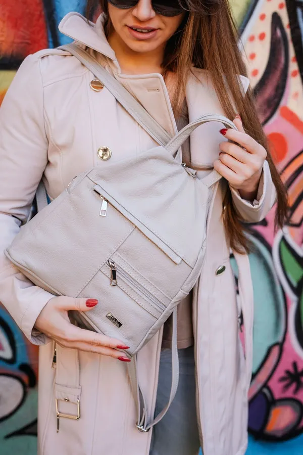 Plecak skórzany SHE 688 szary