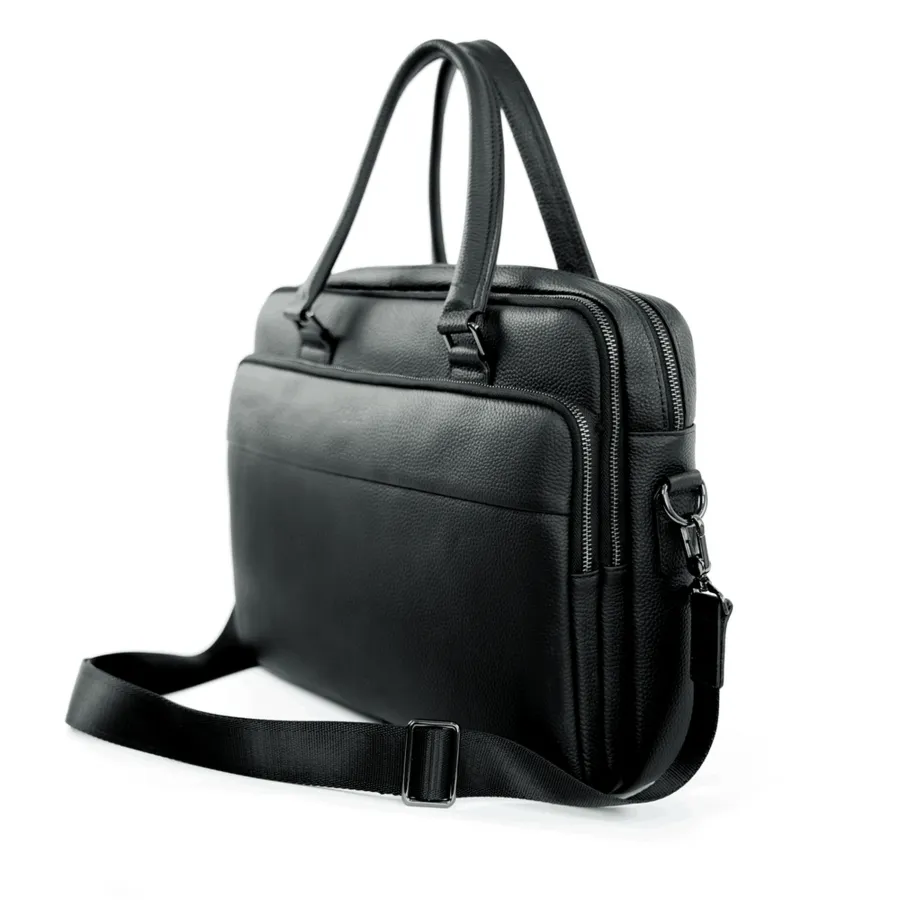 Skórzana torba męska na laptopa i dokumenty Solier SL43 Volden czarna na ramię