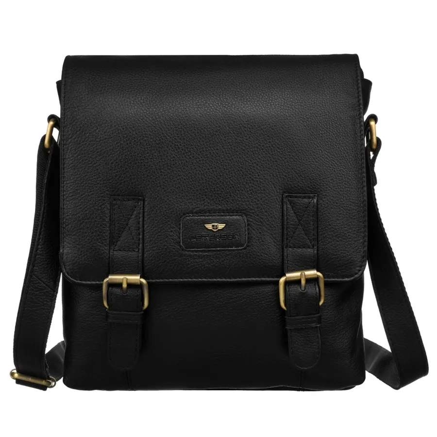 Miejska listonoszka męska ze skóry naturalnej w czarnym kolorze - Peterson