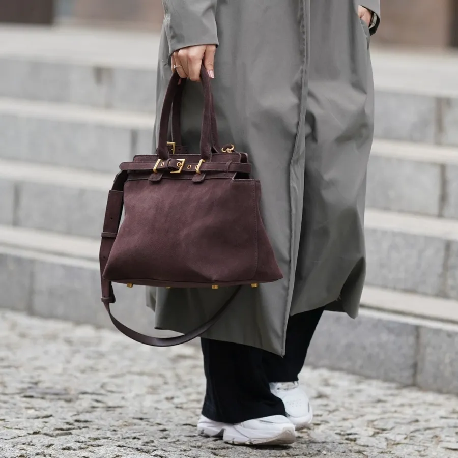 Shopperka zamszowa Solier FL41 Liv c. brązowa