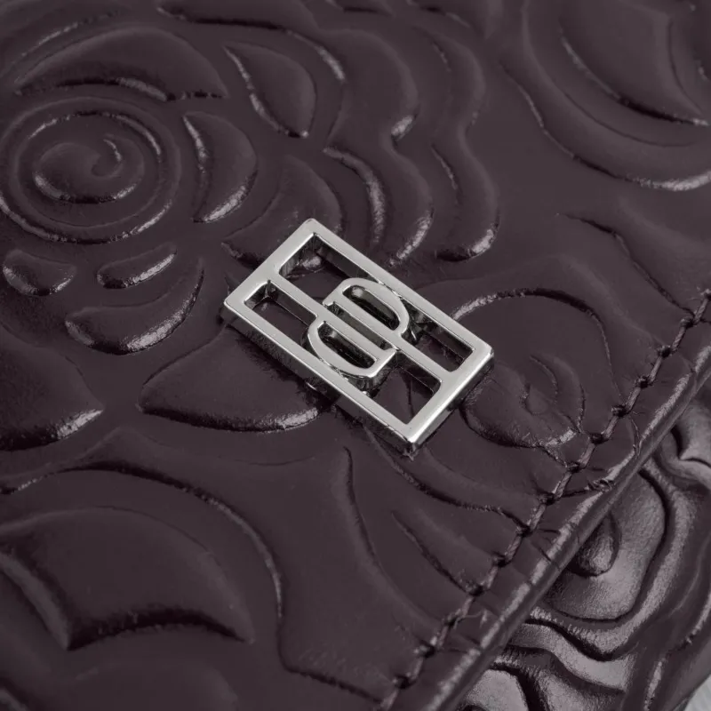 Duży portfel damski skórzany przestronny burgundowy w kwiaty Paolo Peruzzi AL-14-BGD