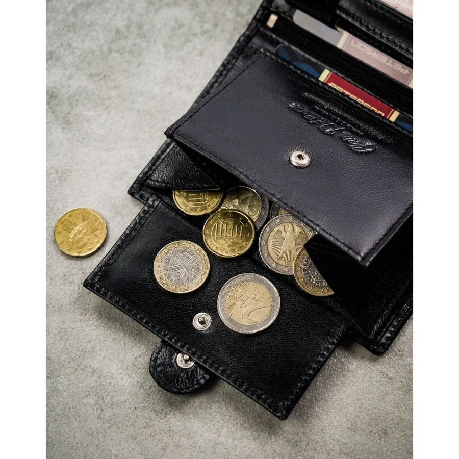 Duży, czarny portfel męski ze skóry naturalnej zamykany na zatrzask - Peterson