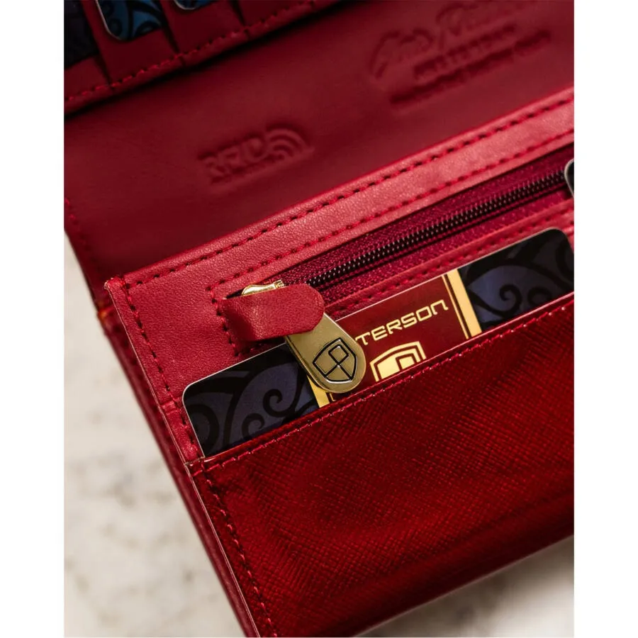 Skórzany portfel damski saffiano w czerwonym kolorze PTN PH27-1-SAF Peterson
