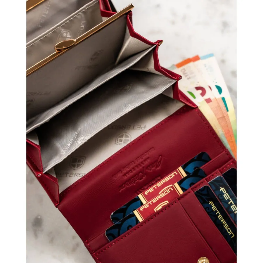 Skórzany damski portfel czerwony z zamknięciem na zatrzask PTN PH30-1-SAF Peterson