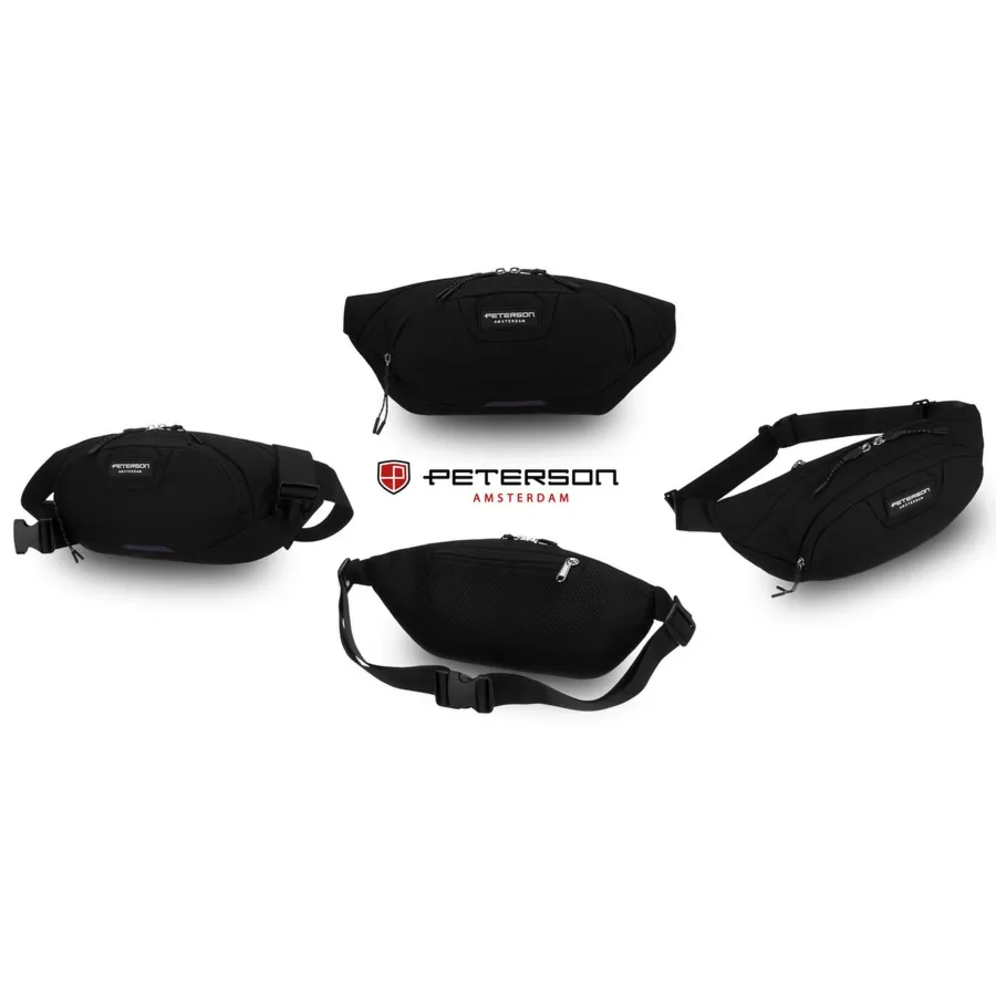 Sportowa saszetka z poliestru w czarnym kolorze - Peterson