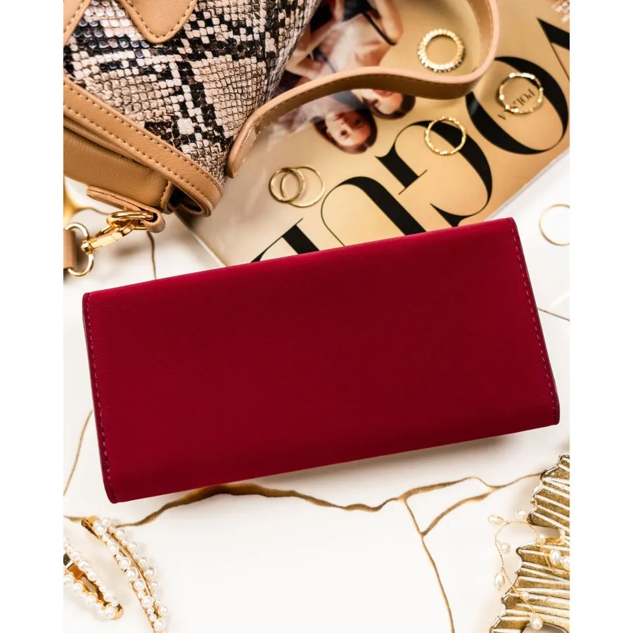 Duży portfel damski ze skóry ekologicznej w bordowym kolorze, zamykany na zatrzask Peterson PTN 006-THU