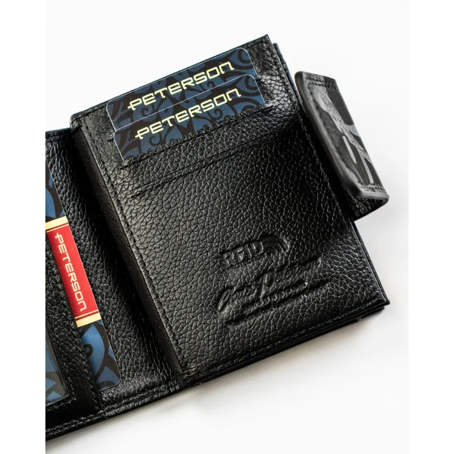 Mały portfel damski w czarnym kolorze Peterson PTN PS329-MLF czarny