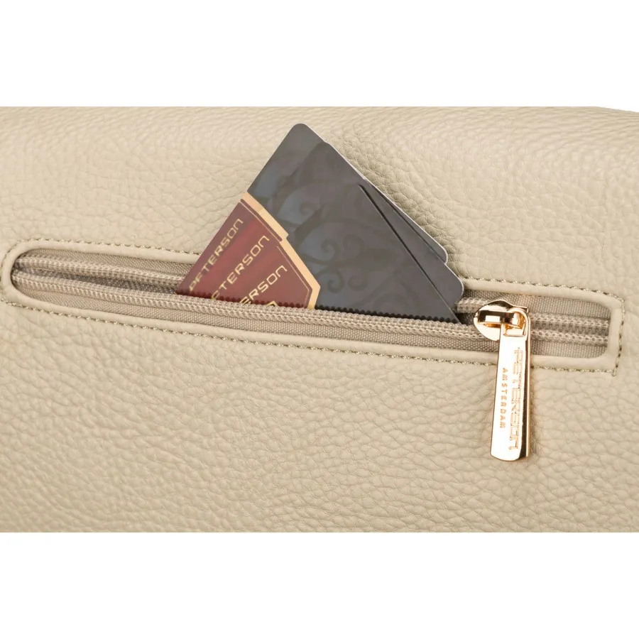 Miejska nerka damska ze skóry ekologicznej w beżowym kolorze zamykana suwakiem - Peterson