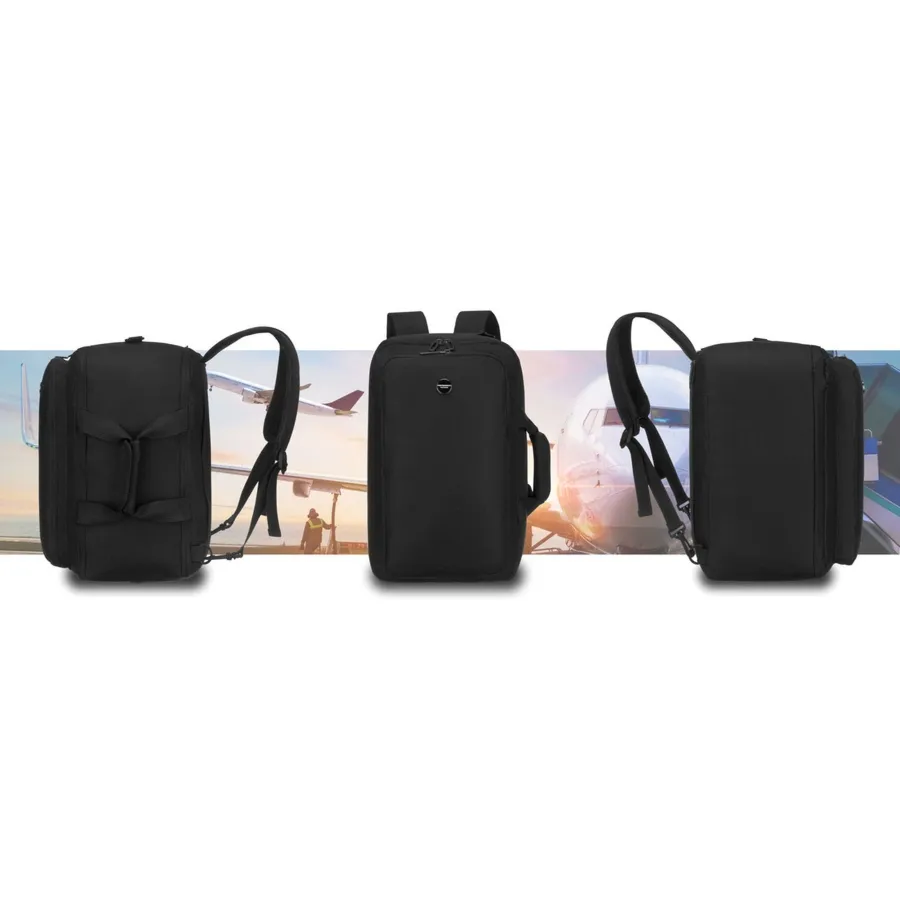 Plecak podróżny w czarnym kolorze zamykany suwakiem, idealny na bagaż podręczny - Peterson