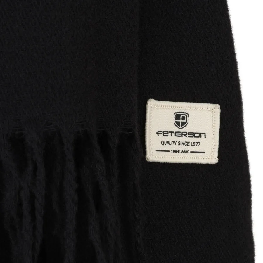 Dwustronny szalik damski z poliestru w czarnym kolorze - Peterson