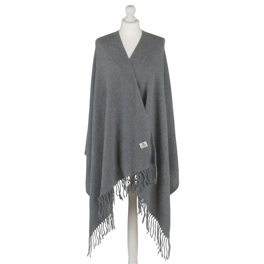 Szary, elegancki szalik damski z poliestru z frędzlami - Peterson